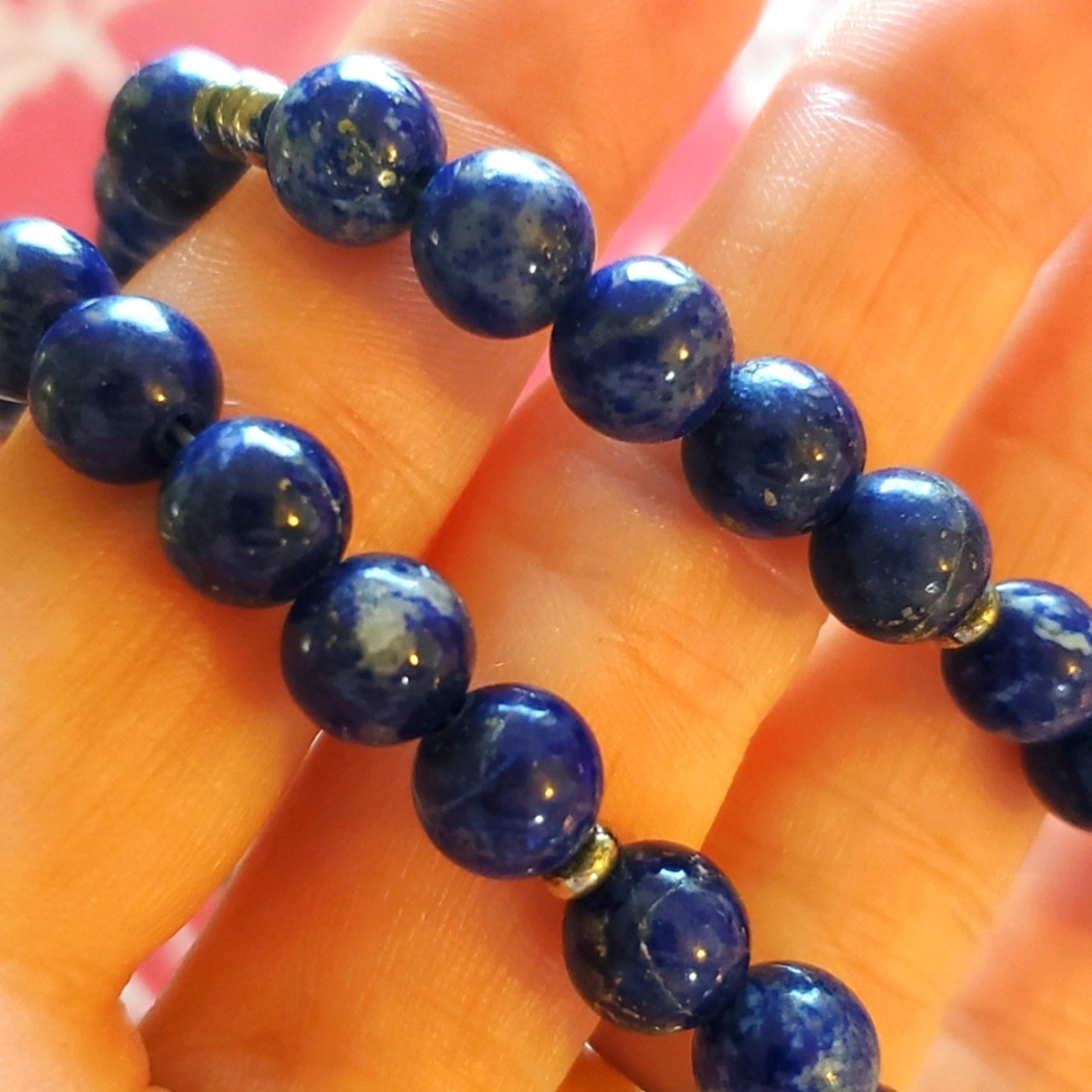 Vintage Lapis Lazuli and sterling silver necklace/ earrings - Picture 4 of 13